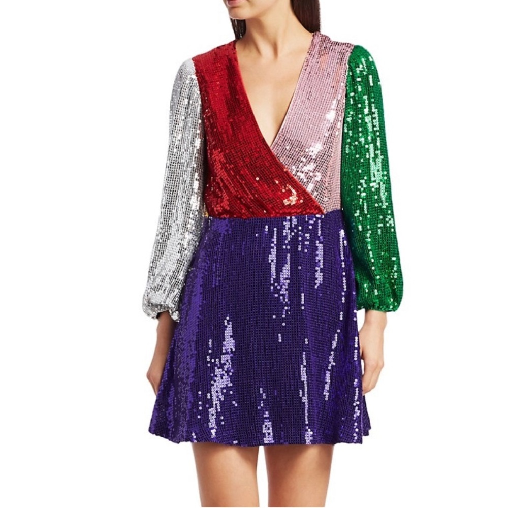 Alice & Olivia blaze colorblock sequin dress 6